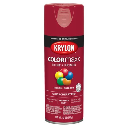 Krylon ColorMaxx Gloss Cherry Red Paint + Primer Spray Paint 12 oz K05511007